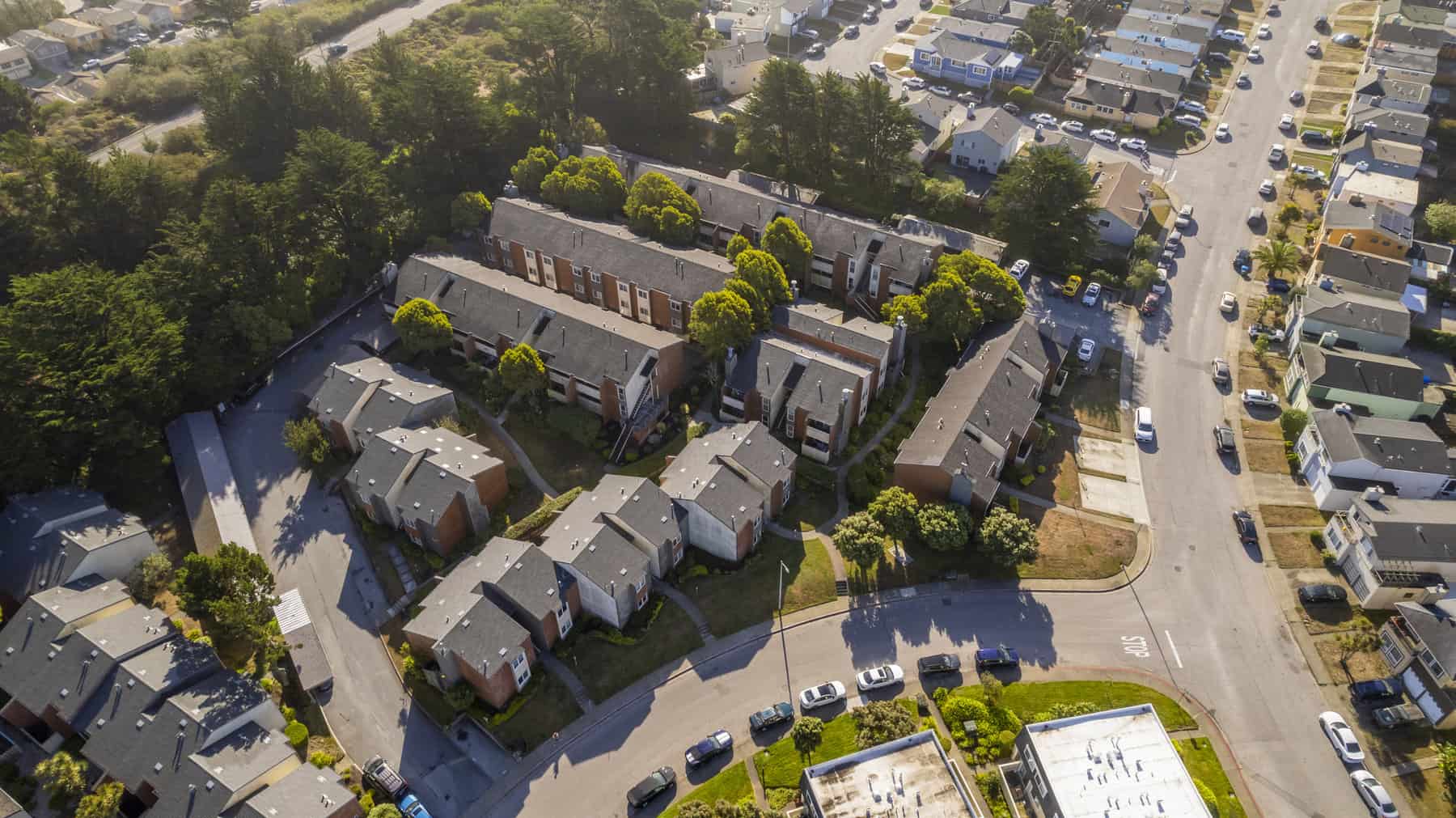High quality stock aerial photos of California multifamily homes
